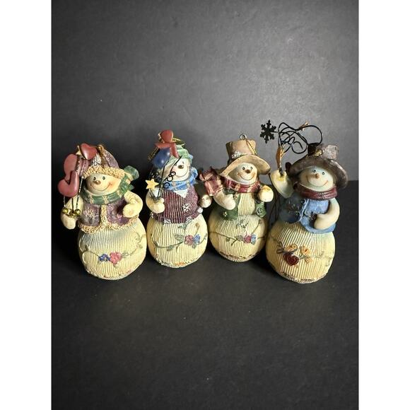 Unbranded Other - Country Snowman Christmas Ornament Set (4) Hanging Holiday Decor Farmhouse